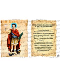 Novene kaars sticker met Frans gebed - Saint Expedit