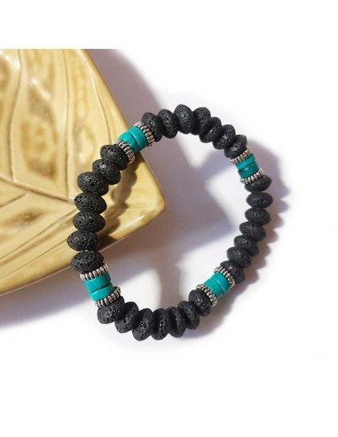 Pulseras de turquesa y piedra de lava - Juego de 4