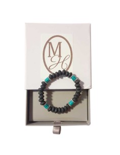 Bracelets turquoise et pierres de lave - lot de 4 pièces
