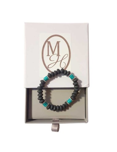 Turquoise and lava stone bracelets - set of 4 pieces