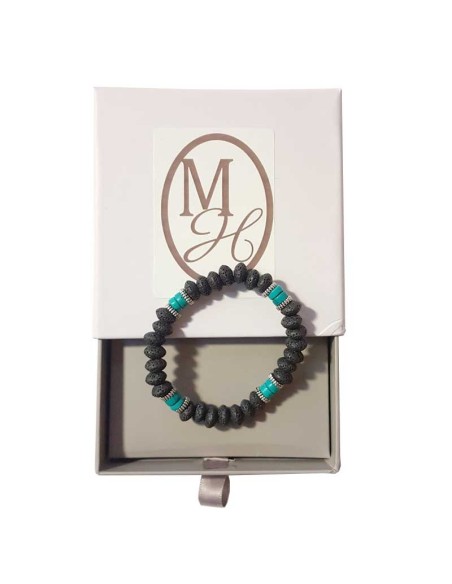 Bracelets turquoise et pierres de lave - lot de 4 pièces