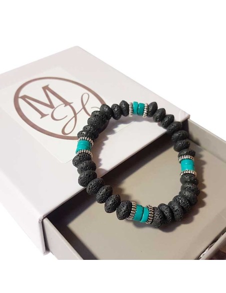 Bracelets turquoise et pierres de lave - lot de 4 pièces