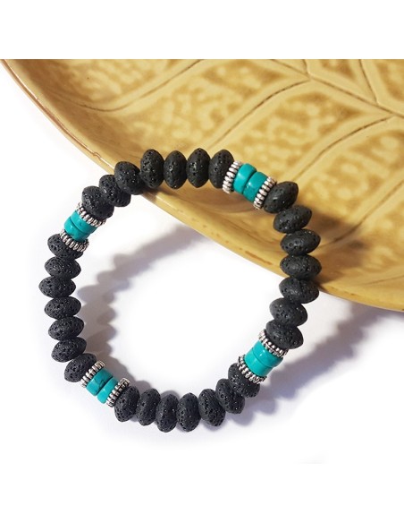 Armbänder aus Türkis und Lavasteinen - 4er-Set