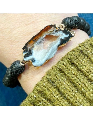 Armbänder aus Lavastein und Achatscheiben - 4er-Pack