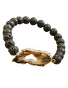 Bracelets en pierre de lave et tranche d'agate - lot de 4 pièces