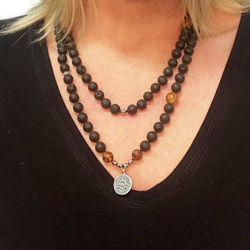 Lava steen en Agaat plak armbanden - Set van 4