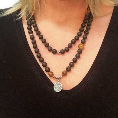 Bracelets en pierre de lave et tranche d'agate - lot de 4 pièces