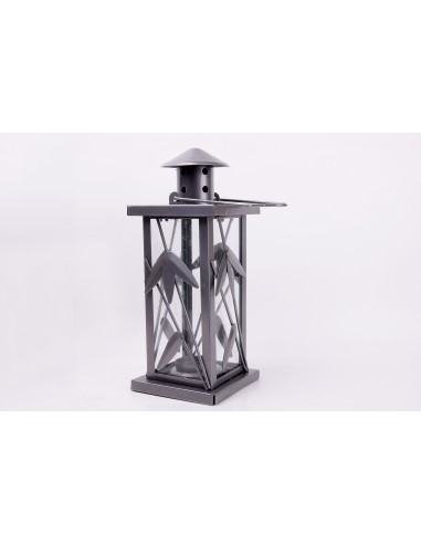 Grey metallic lantern - 27 cm