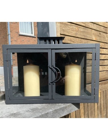 Linterna de pared de hierro forjado gris negro