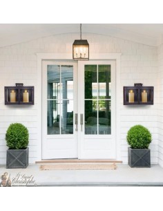 Wrought iron wall lantern grey black