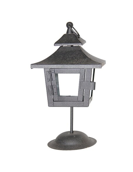 Lanterne métal noir sur pied -  27 cm