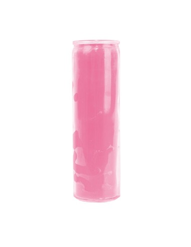 Bougie en verre rose colorée dans la masse