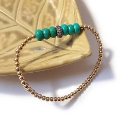 Bracelet with gold and turquoise round beads 2