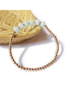 Bracciale con perle d'oro e acquamarina sfaccettata 2