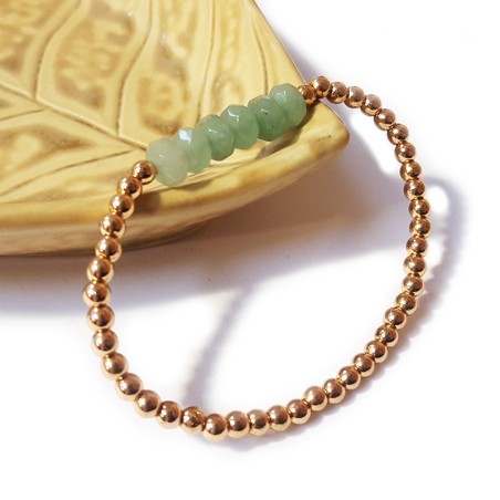 Bracciale con perle d'oro e avventurina sfaccettata