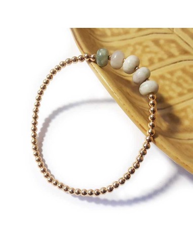 Bracelet à perles dorées et jaspe blanc rond