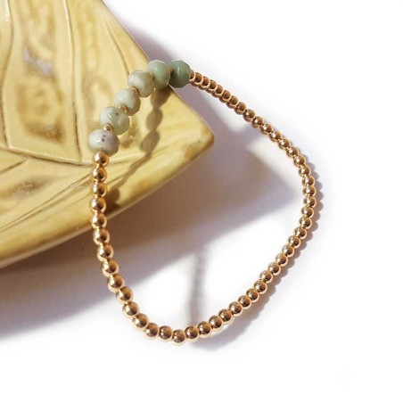 Pulsera de pequeñas cuentas doradas y jaspe