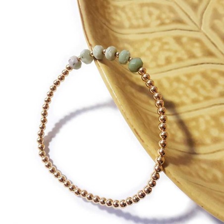 Pulsera de pequeñas cuentas doradas y jaspe