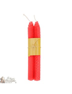 Mass colored wish candles with beehive design - pair red