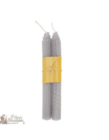 Mass colored wish candles with beehive design - grey pair