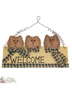 Chat décoratif welcome à suspendre