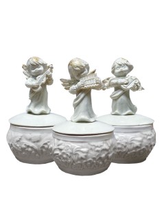 Scatole per caramelle in ceramica inglese con angeli musicanti - 3 pezzi