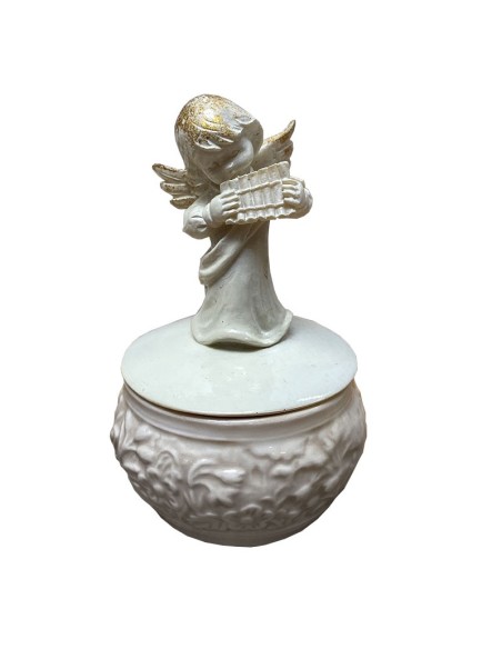 English ceramic candy boxes with angel musicians - 3 pieces