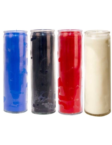 Velas de cristal coloreadas en masa - Blanco, azul oscuro, rojo, negro