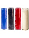 Glass candles colored in the mass - White, dark blue, red, black