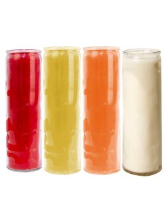 In der Masse gefärbte Glaskerzen - Rot, Orange, Gelb, Weiß