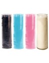 Bougies en verre colorées dans la masse - Rose, bleu clair, noir, blanc