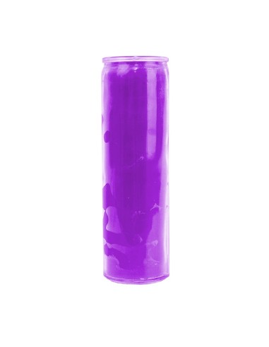 Bougie en verre mauve colorée dans la masse