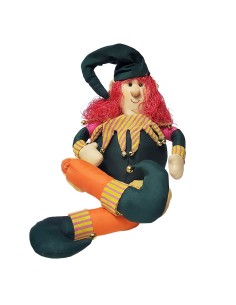 Decorazione elfo seduto in posa - rosso 2