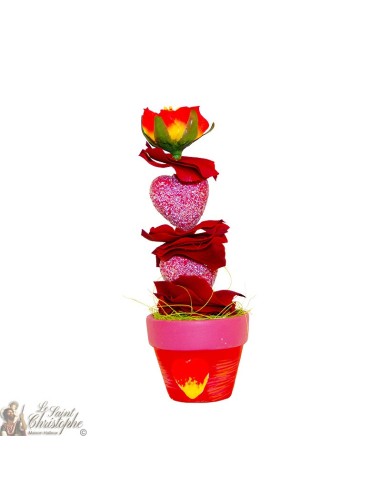 Boeketten bloemen - rode pot