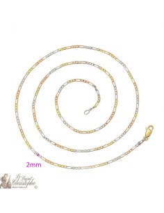 Figaro chain with gold, rose gold and silver links 60 cm