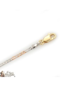 Figaro chain with gold, rose gold and silver links 60 cm 2