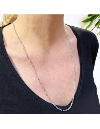 Figaro chain in rhodium-plated 925 silver - 65 cm