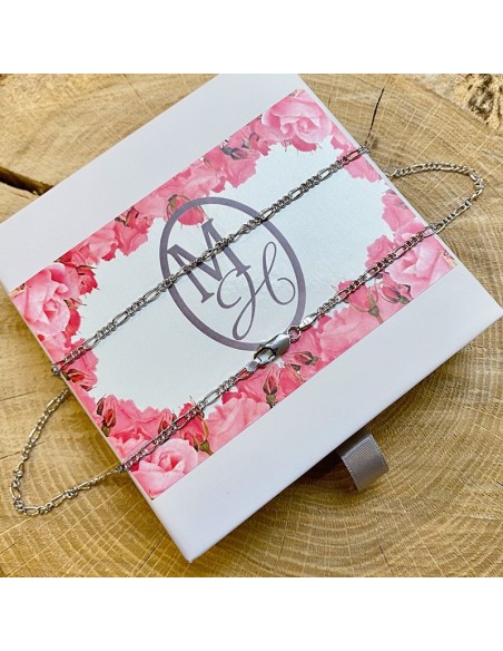 Catena Figaro in argento 925 rodiato - 65 cm