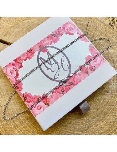 Catena maglia Forçat Figaro in argento 925 rodiato - 45 cm