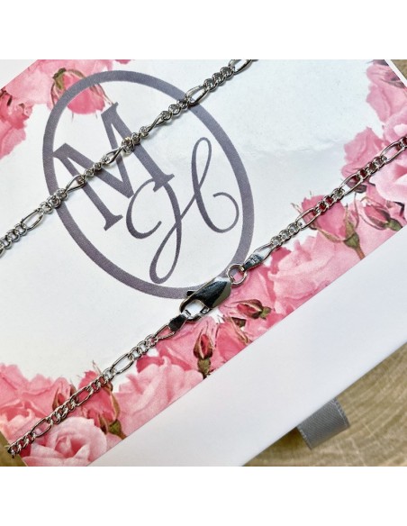 Forçat Figaro mesh chain in rhodium-plated 925 silver - 45 cm