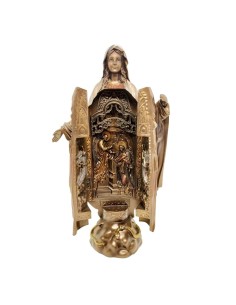 Statue Vierge Marie Triptyque résine bronze - 27 cm