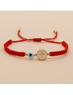 Kruisarmband tegen boze oogbescherming - rood