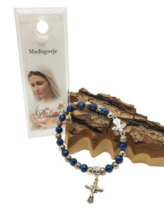 Blaue und silberne Perlen Armband Medjugorje 2