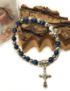 Blaue und silberne Perlen Armband Medjugorje