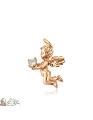 Ciondolo angelo in oro rosa con cristallo