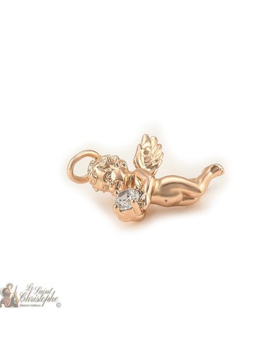 Engel rosé gouden hanger met kristal