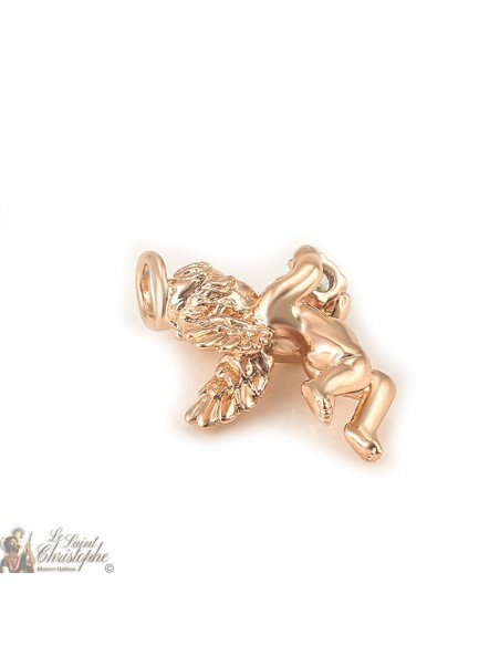 Ciondolo angelo in oro rosa con cristallo