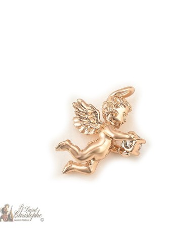 Ciondolo angelo in oro rosa con cristallo