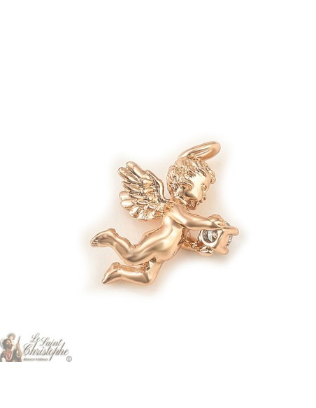Engel rosé gouden hanger met kristal