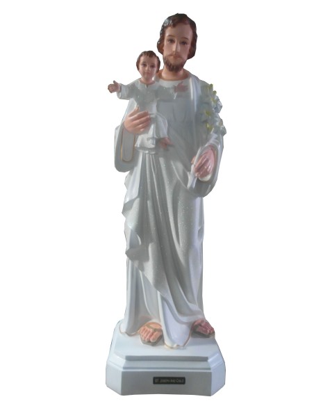 Saint Joseph robe blanche scintillante 120 cm
